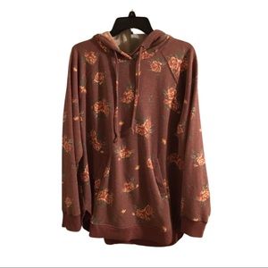 Maurices Maroon Floral Hoodie Tunic size XL